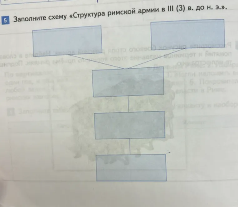 Заполните схему «Структура римской армии в III (3) в. до н. э.»