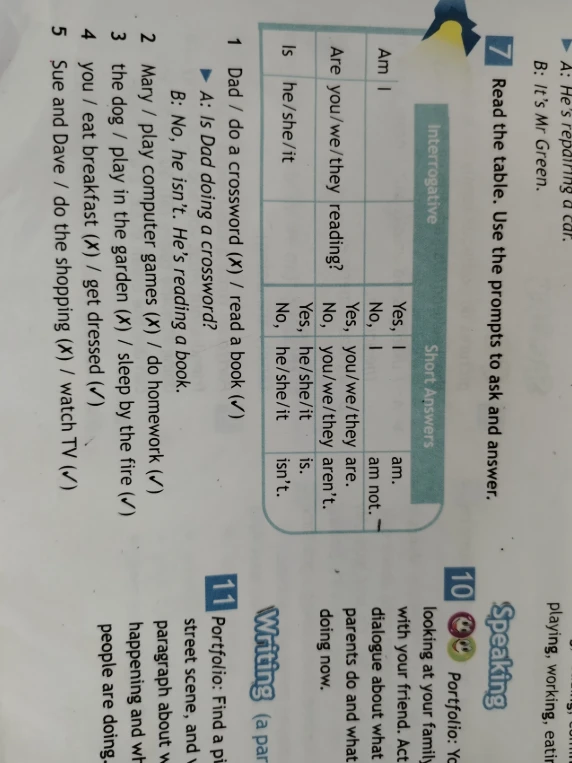Read the table. Use the prompts to ask and answer.