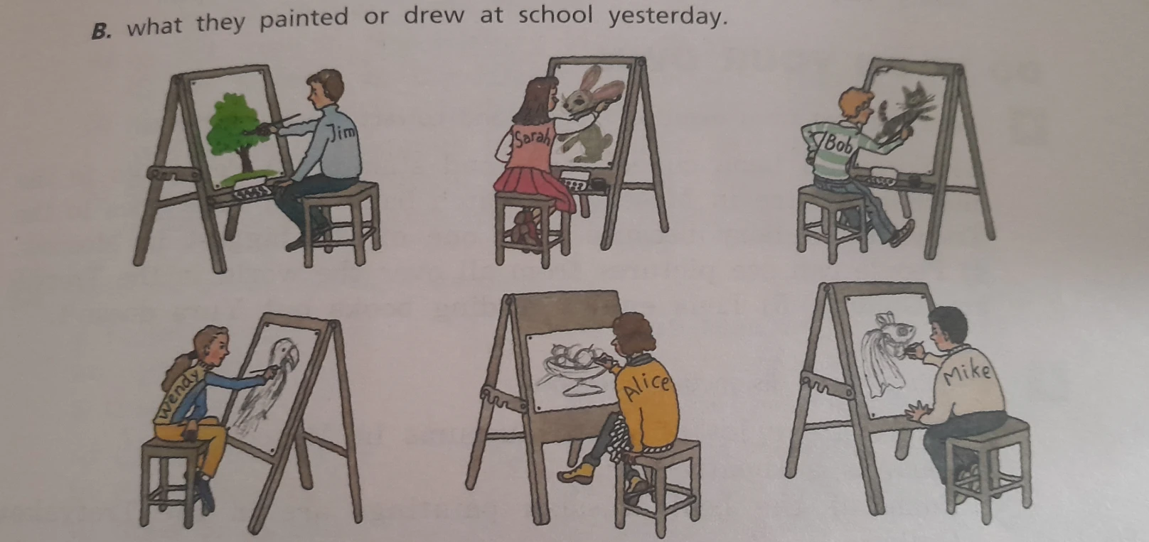 B. what they painted or drew at school yesterday.