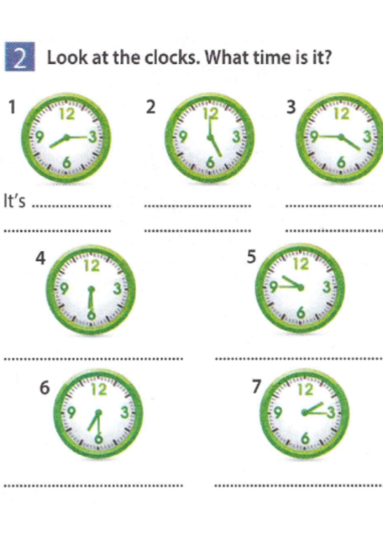 Look at the clocks. What time is it?