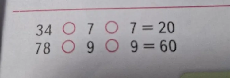 34 ○ 7 ○ 7 = 20; 78 ○ 9 ○ 9 = 60