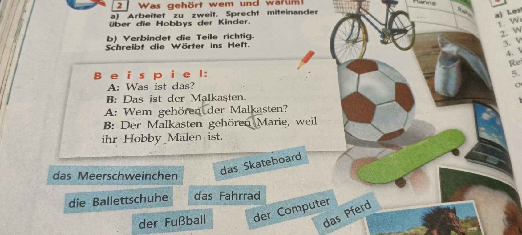 b) Verbindet die Teile richtig. Schreibt die Wörter ins Heft.