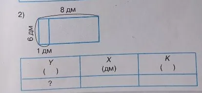 Найти значения по данным прямоугольного параллелепипеда с измерениями 8 дм, 6 дм и 1 дм.
