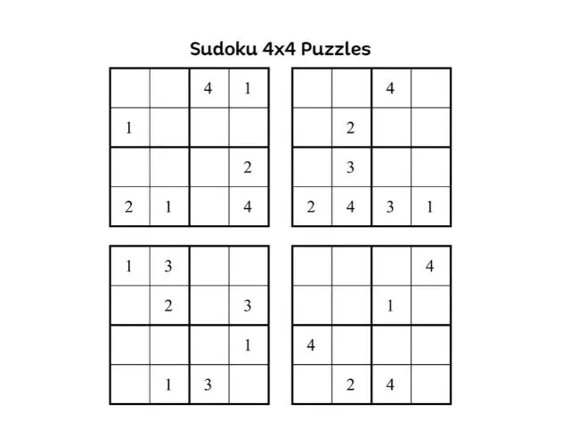 Решите Sudoku 4x4 Puzzles