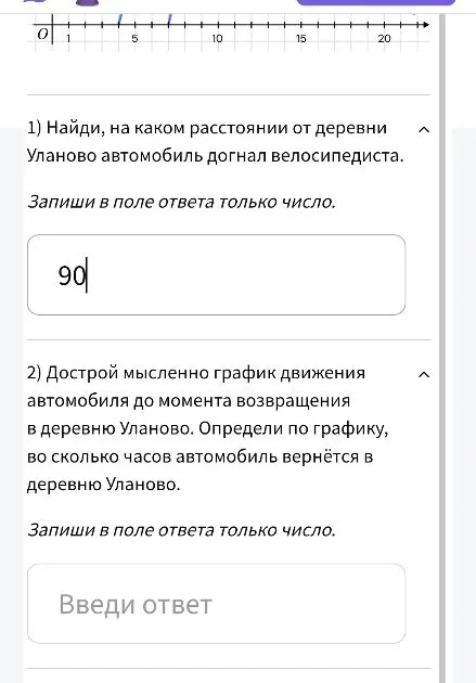 Из деревни Уланово в направлении деревни Старки, расстояние между которыми равно 180 км, в 4 часа выехал велосипедист, а через некоторое время из деревни Уланово в том же направлении выехал автомобиль.
