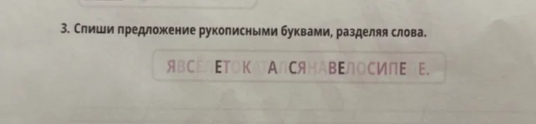 Спиши предложение рукописными буквами, разделяя слова.