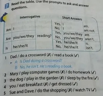 Read the table. Use the prompts to ask and answer questions.