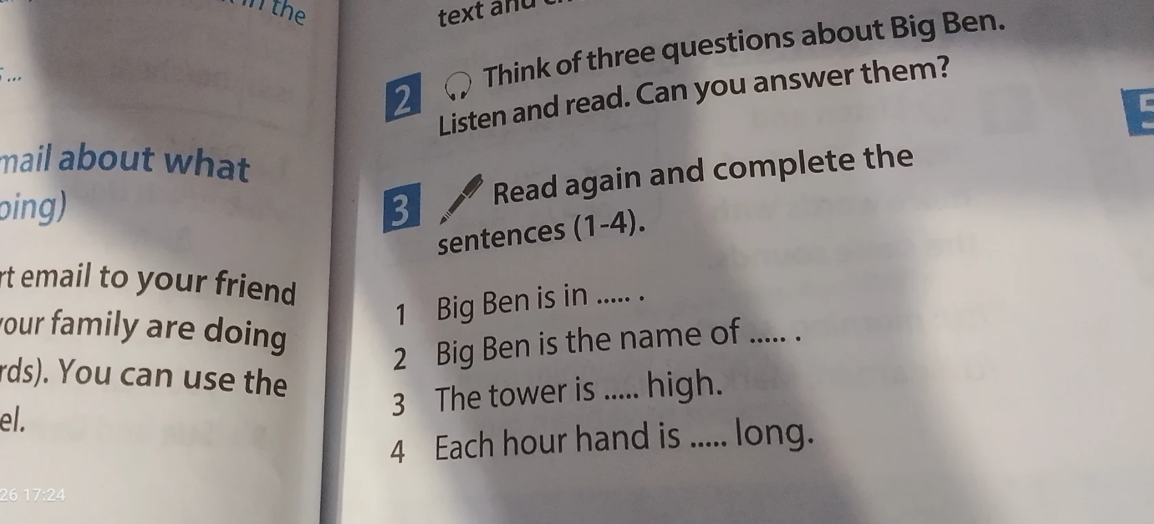 Read again and complete the sentences (1-4).