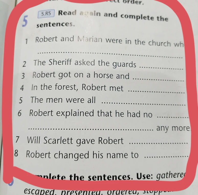 Read again and complete the sentences: Robert and Marian were in the church wh...