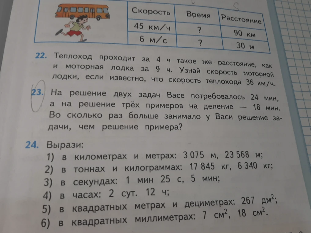 Теплоход проходит за 4 ч такое же расстояние, как и моторная лодка за 9 ч. Узнай скорость моторной лодки, если известно, что скорость теплохода 36 км/ч.