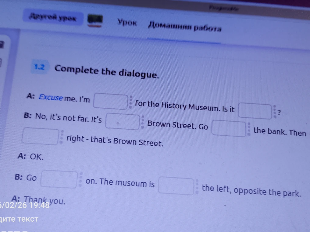 1.2 Complete the dialogue.