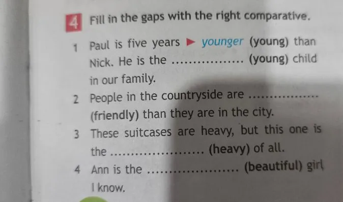 Fill in the gaps with the right comparative.