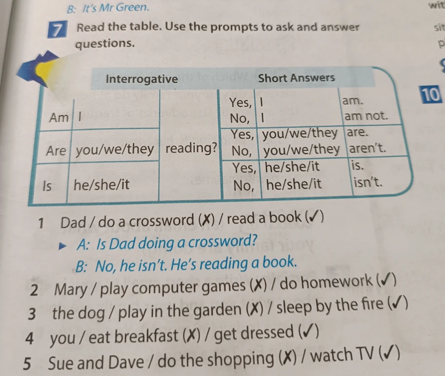 Read the table. Use the prompts to ask and answer questions.