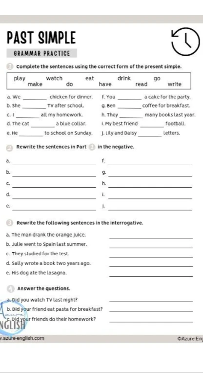 Complete the sentences using the correct form of the present simple.