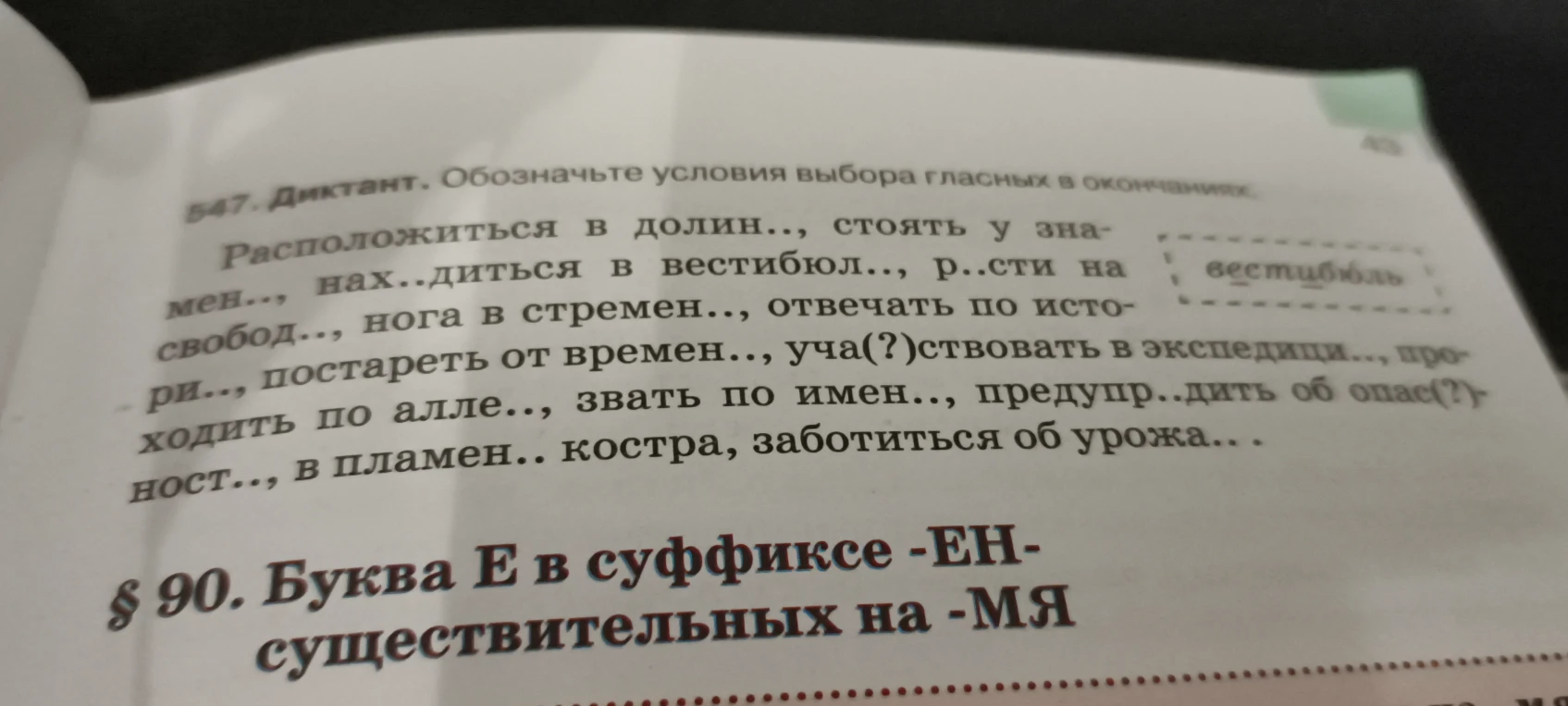 Диктант. Обозначьте условия выбора гласных в окончаниях.