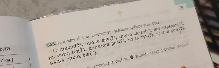 553. С ь или без ь? Обозначьте условия выбора этих букв.