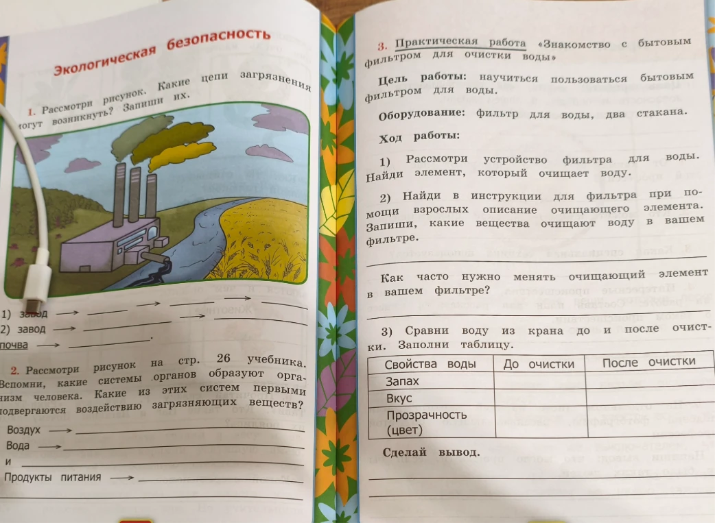 Рассмотри рисунок. Какие цепи загрязнения могут возникнуть? Запиши их.