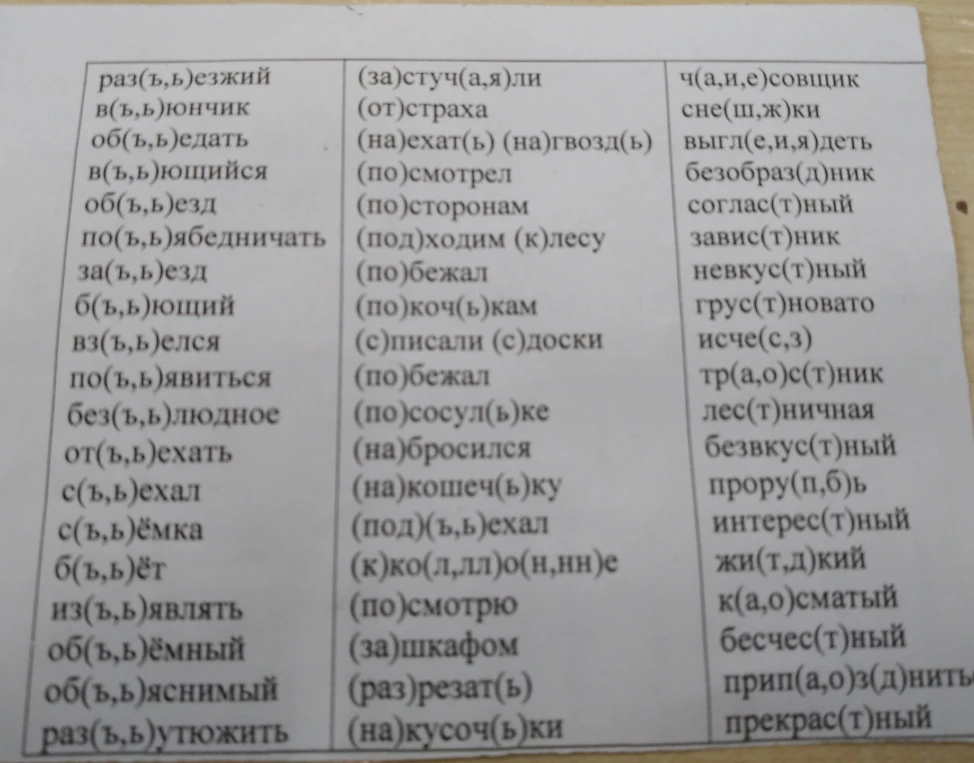 Вставьте пропущенные буквы и раскройте скобки в словах: разъезжий, застучали, часовщик и др.