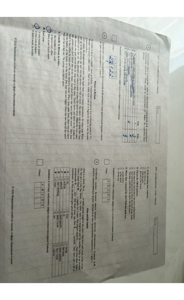 Прочитайте рассказ. Вставьте вместо каждого пропуска, обозначенного буквами A–E, нужную грамматическую форму, выбрав её из трёх предложенных вариантов.