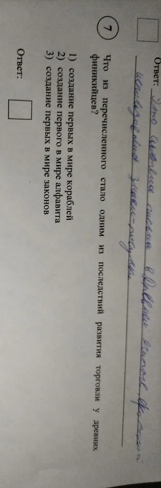 Что из перечисленного стало одним из последствий развития торговли у древних финикийцев?