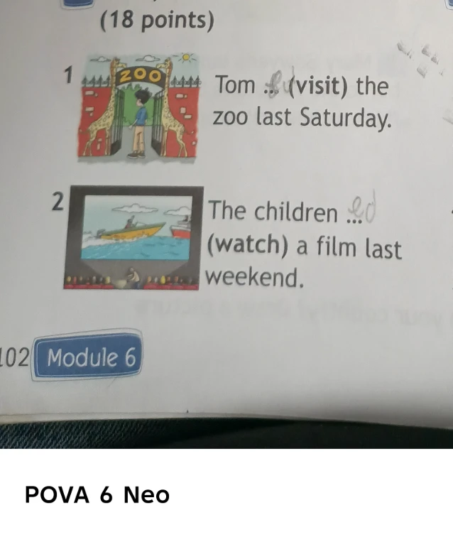 Tom (visit) the zoo last Saturday. The children (watch) a film last weekend.