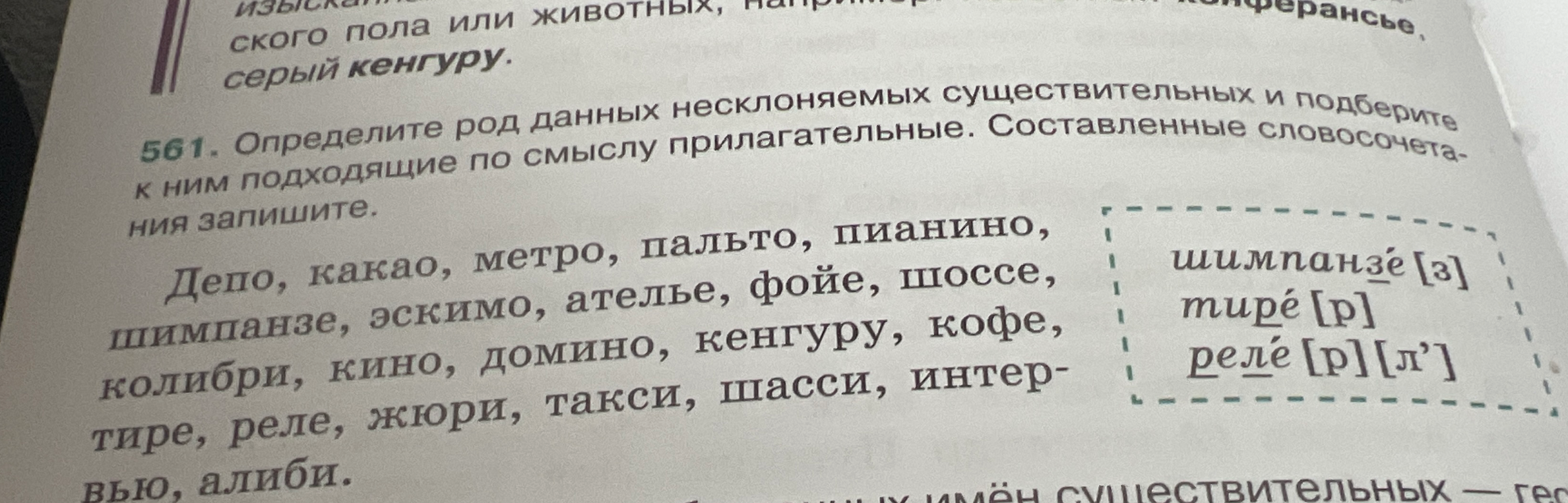Определите род данных несклоняемых существительных и подберите к ним подходящие по смыслу прилагательные. Составленные словосочетания запишите.