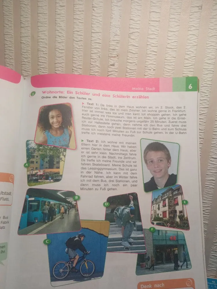 Wohnorte: Ein Schüler und eine Schülerin erzählen. Ordne die Bilder den Texten zu.