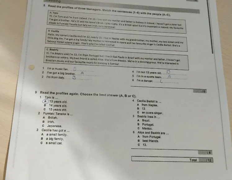 Read the profiles again. Choose the best answer (A, B or C).