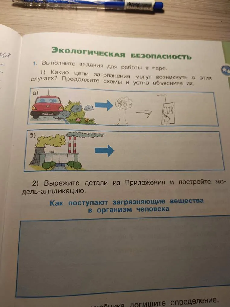 Какие цепи загрязнения могут возникнуть в этих случаях? Продолжите схемы и устно объясните их.