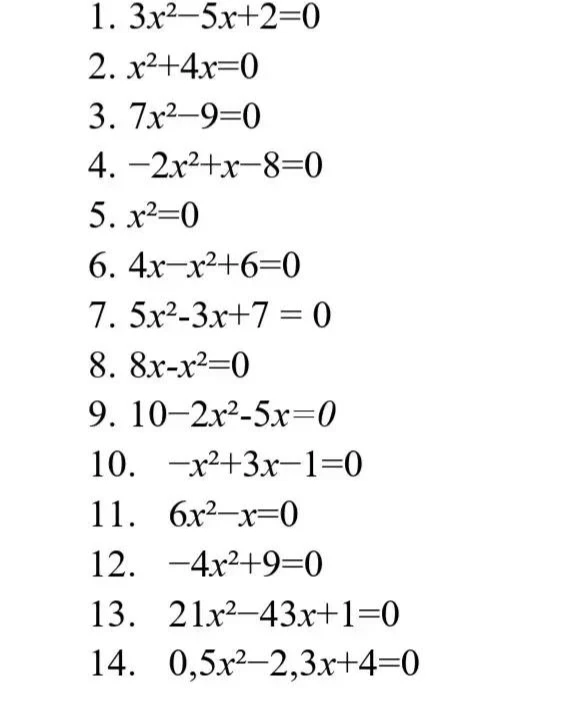 Решите квадратные уравнения 1. 3x^2-5x+2=0, 2. x^2+4x=0...