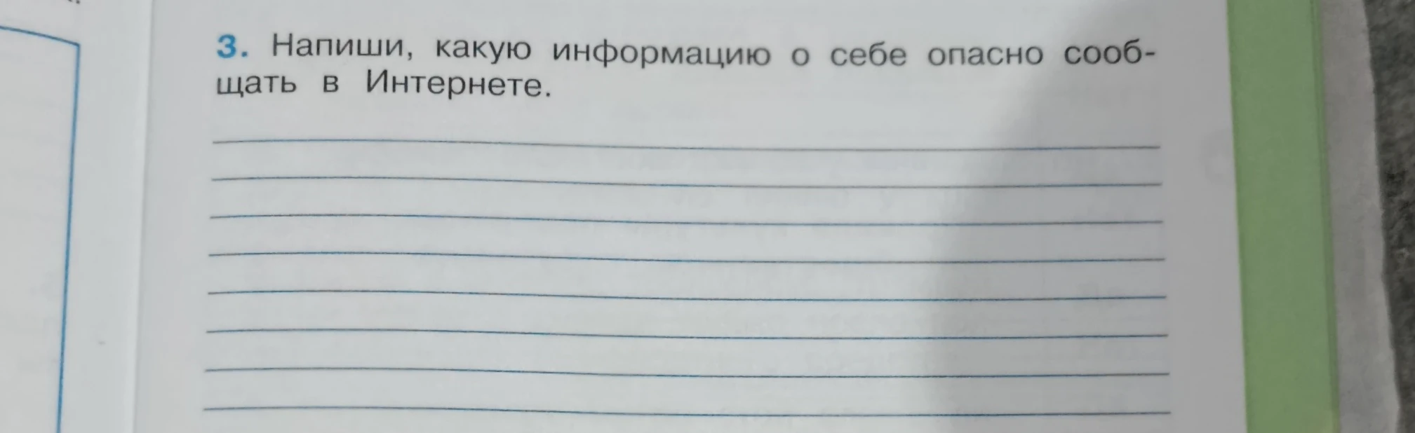 Напиши, какую информацию о себе опасно сообщать в Интернете.