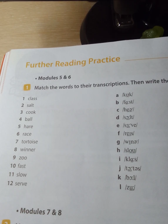 Match the words to their transcriptions. Then write the