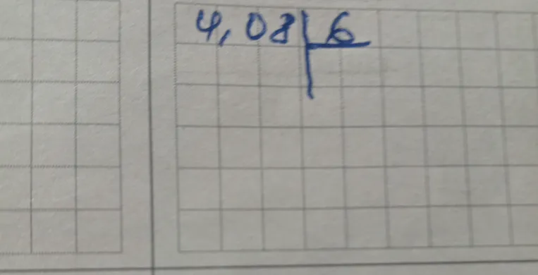 Выполните деление в столбик: 4,08 / 6