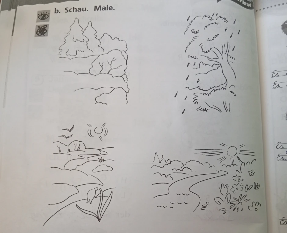 Schau. Male. (Посмотри. Раскрась.)