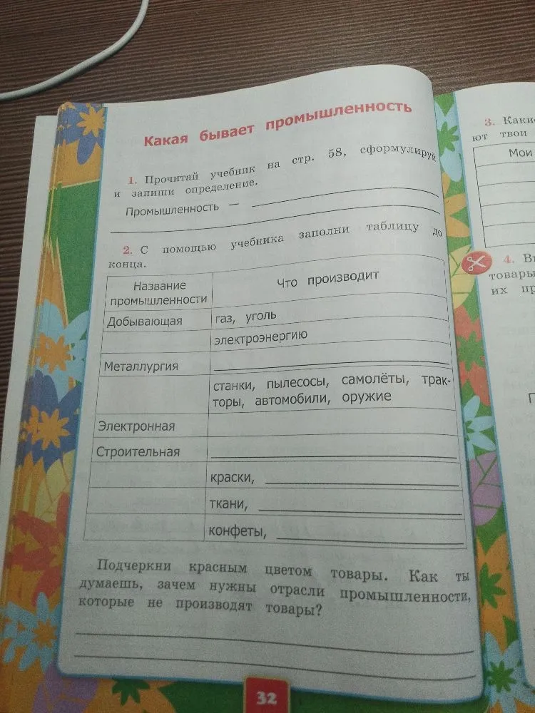 Какая бывает промышленность. Заполни таблицу до конца.