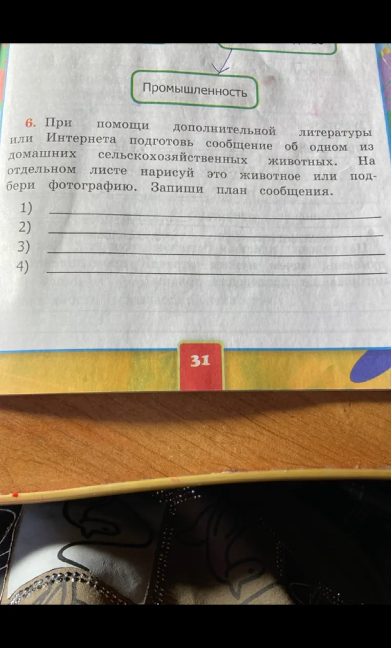 При помощи дополнительной литературы или Интернета подготовь сообщение об одном из домашних сельскохозяйственных животных. Запиши план сообщения.
