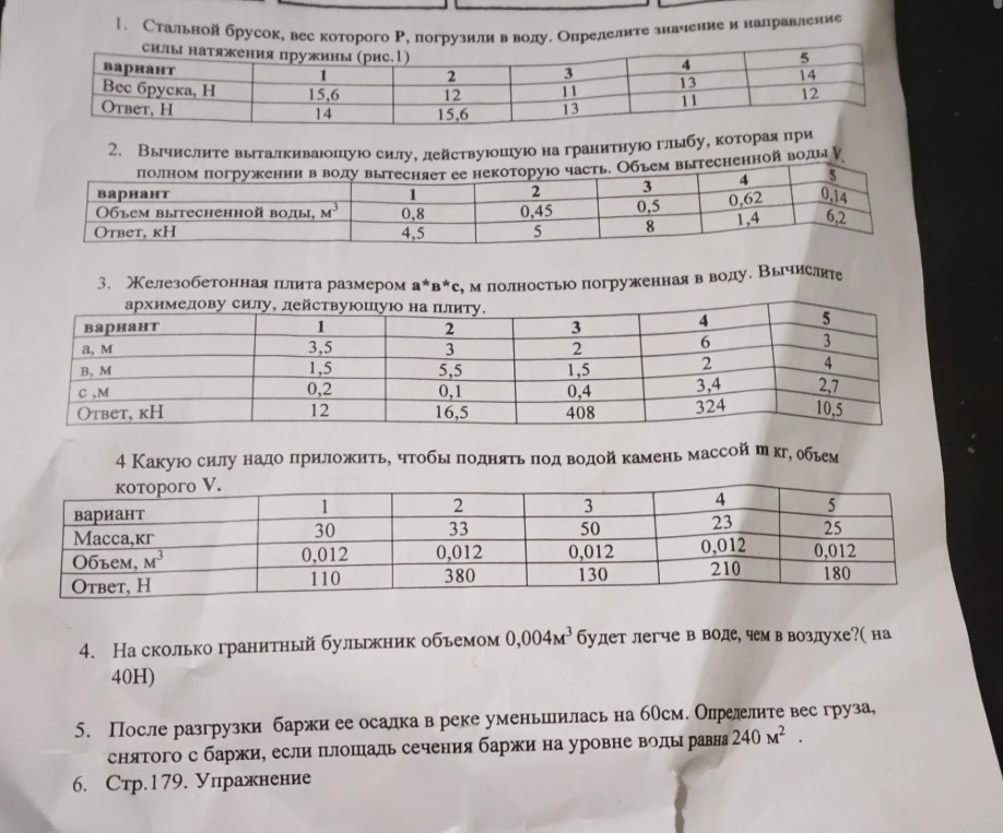 На сколько гранитный булыжник объемом 0,004 м³ будет легче в воде, чем в воздухе?