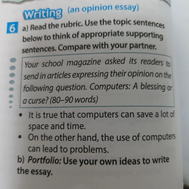 Your school magazine asked its readers to send in articles expressing their opinion on the following question. Computers: A blessing or a curse? (80–90 words)
