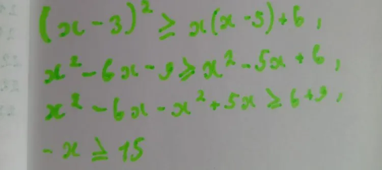 Решите неравенство (x - 3)² ≥ x(x - 5) + 6