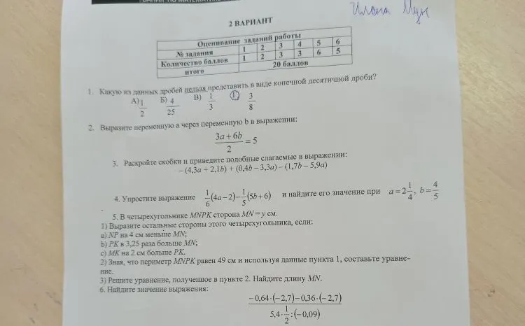 Какую из данных дробей нельзя представить в виде конечной десятичной дроби?