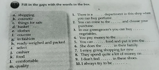 Fill in the gaps with the words in the box.