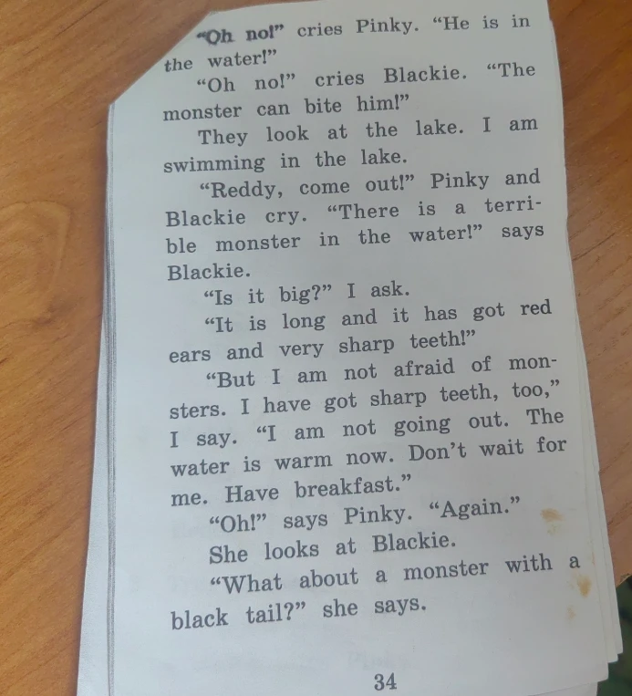 Перевод текста: «Oh no!» cries Pinky. «He is in the water!»