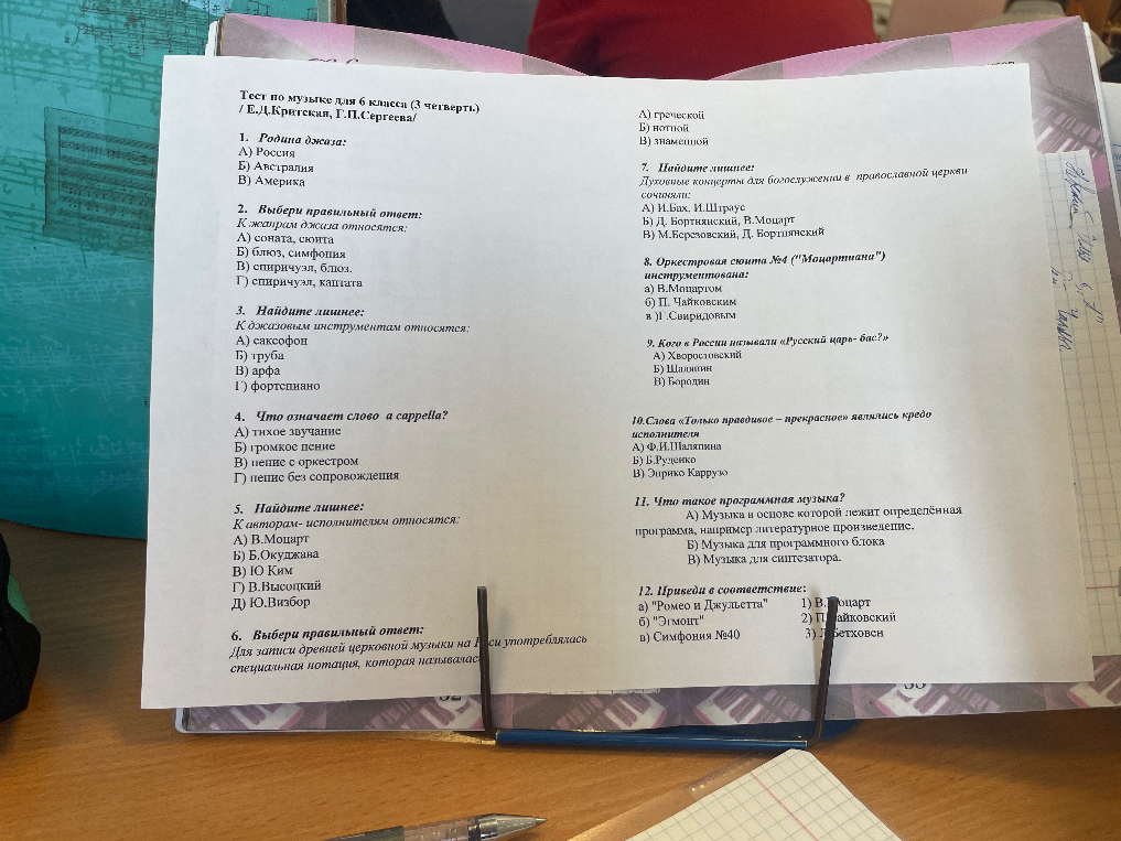 Тест по музыке для 6 класса (3 четверть). 1. Родина джаза: А) Россия Б) Австралия В) Америка