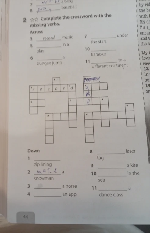 Complete the crossword with the missing verbs.