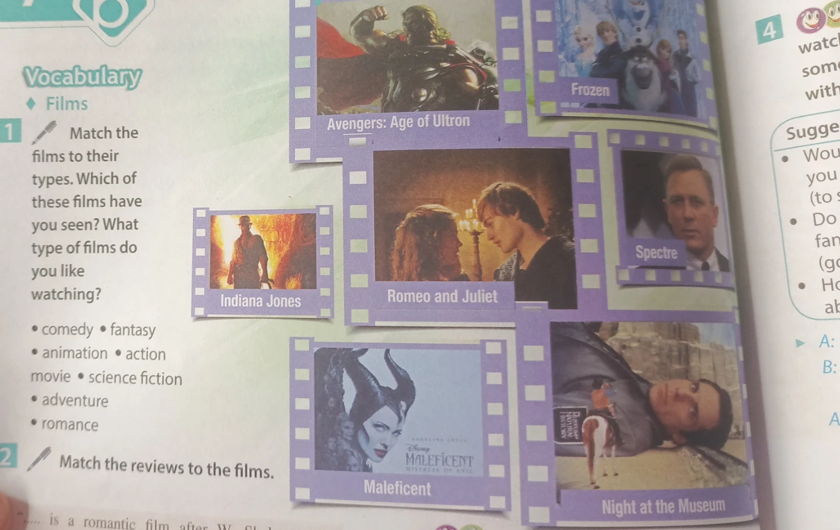 Match the films to their types. Which of these films have you seen? What type of films do you like watching?