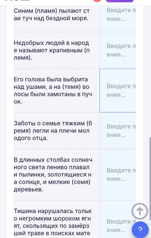 Раскройте скобки, поставив существительные в нужную форму: Синим (пламя) пылают стаи туч над бездной моря.