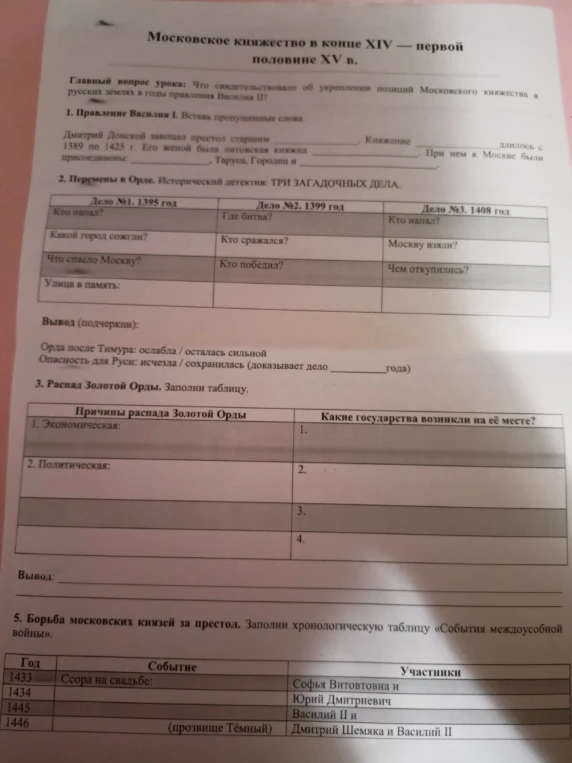 Московское княжество в конце XIV — первой половине XV в.