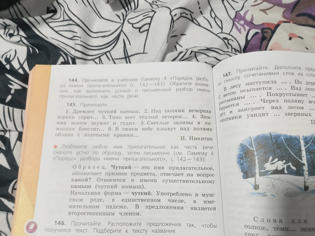 Разберите любое имя прилагательное как часть речи сначала устно по образцу, затем письменно