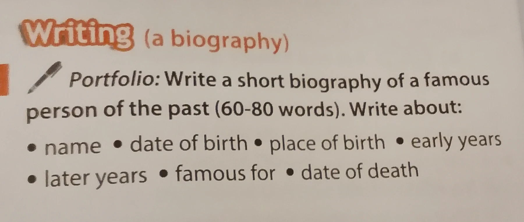 Write a short biography of a famous person of the past (60-80 words). Write about: name, date of birth, place of birth, early years, later years, famous for, date of death