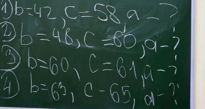 1) b=42, c=58, a-?
2) b=48, c=60, a-?
3) b=60, c=61, a-?
4) b=63, c=65, a-?
